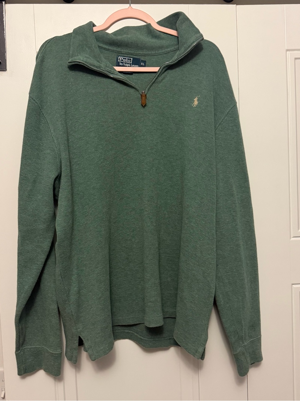Polo by Ralph Lauren Men's Forest Green Quarter-Zip Sweater